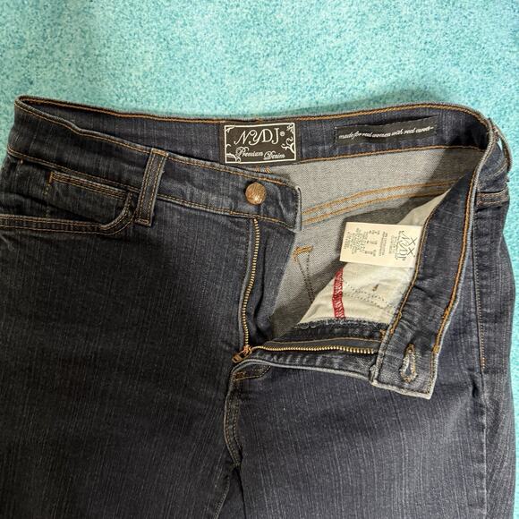 NYDJ Jeans Womens Sz 8 28x27 Straight Mid Rise Blue Stretch Denim Made In USA - Picture 11 of 15